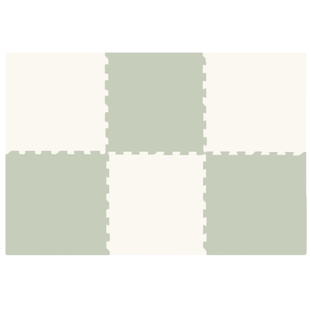 EVA Foam baby play mat Sage Green and Ivory