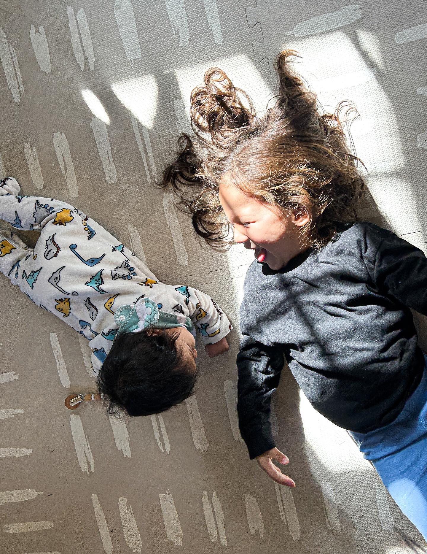 EVA Foam Baby play mat Beige with White stripes