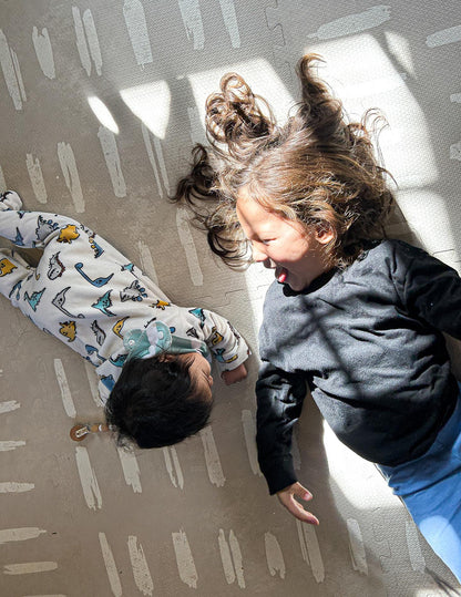 EVA Foam Baby play mat Beige with White stripes