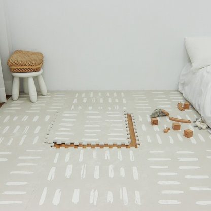 EVA Foam Baby play mat Beige with White stripes