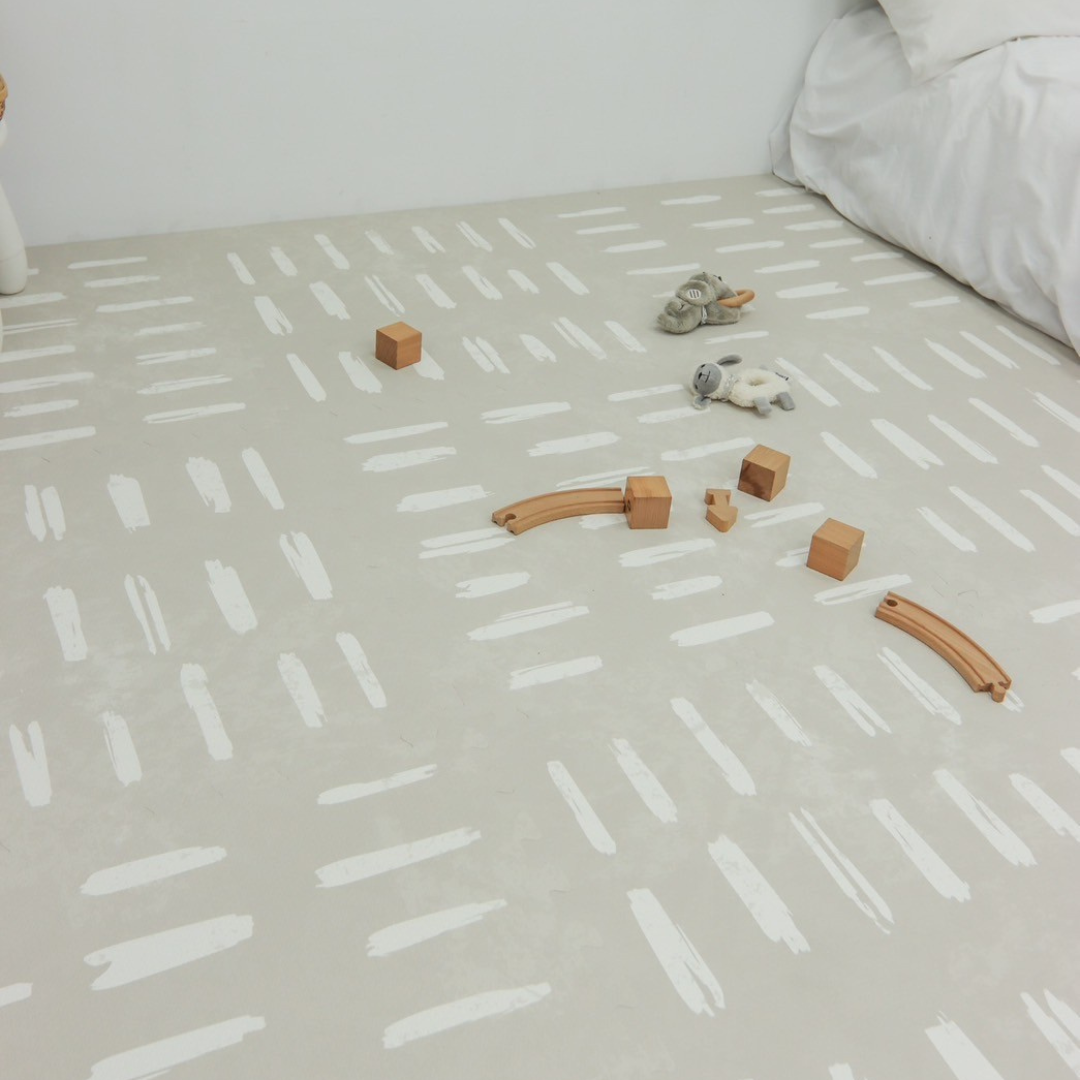 EVA Foam Baby play mat Beige with White stripes