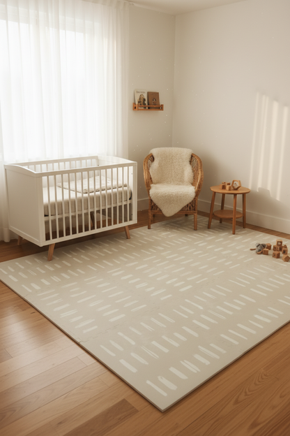 EVA Foam Baby play mat Beige with White stripes