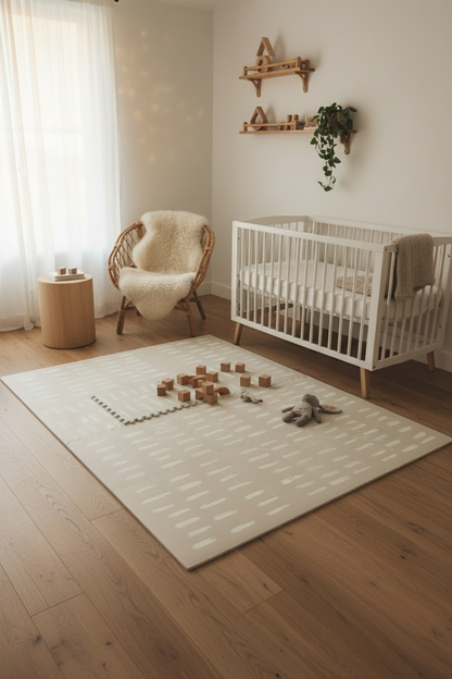 EVA Foam Baby play mat Beige with White stripes