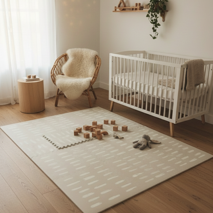 SALE EVA Foam Baby Play Mat - Beige with White Stripes - SINGLE TILE