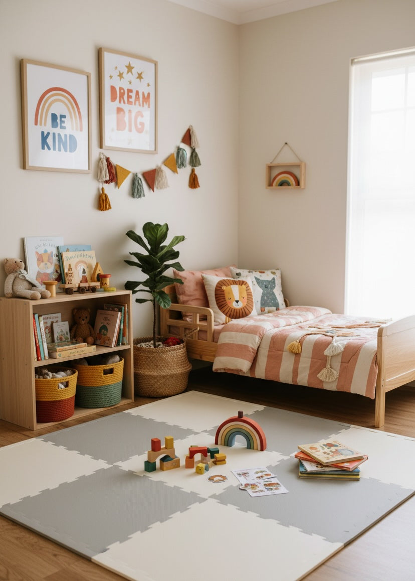 EVA Foam Baby play mat Grey & Ivory