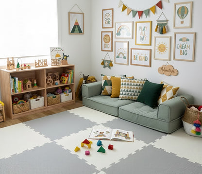 EVA Foam Baby play mat Grey & Ivory