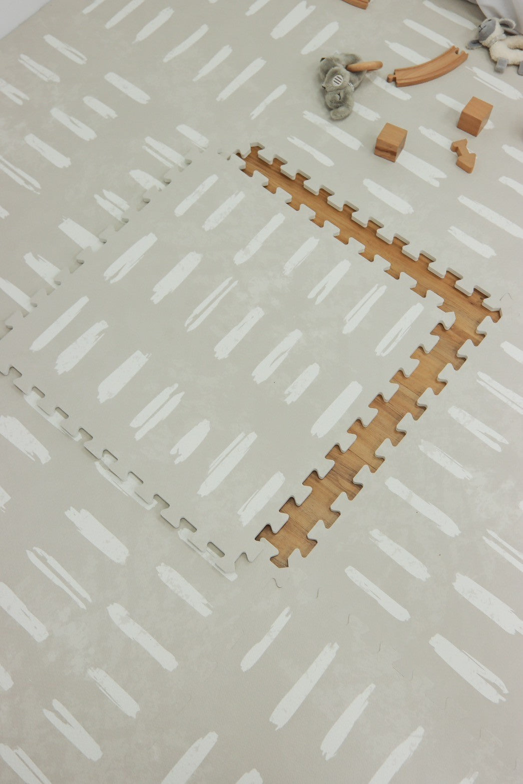 SALE EVA Foam Baby Play Mat - Beige with White Stripes - SINGLE TILE