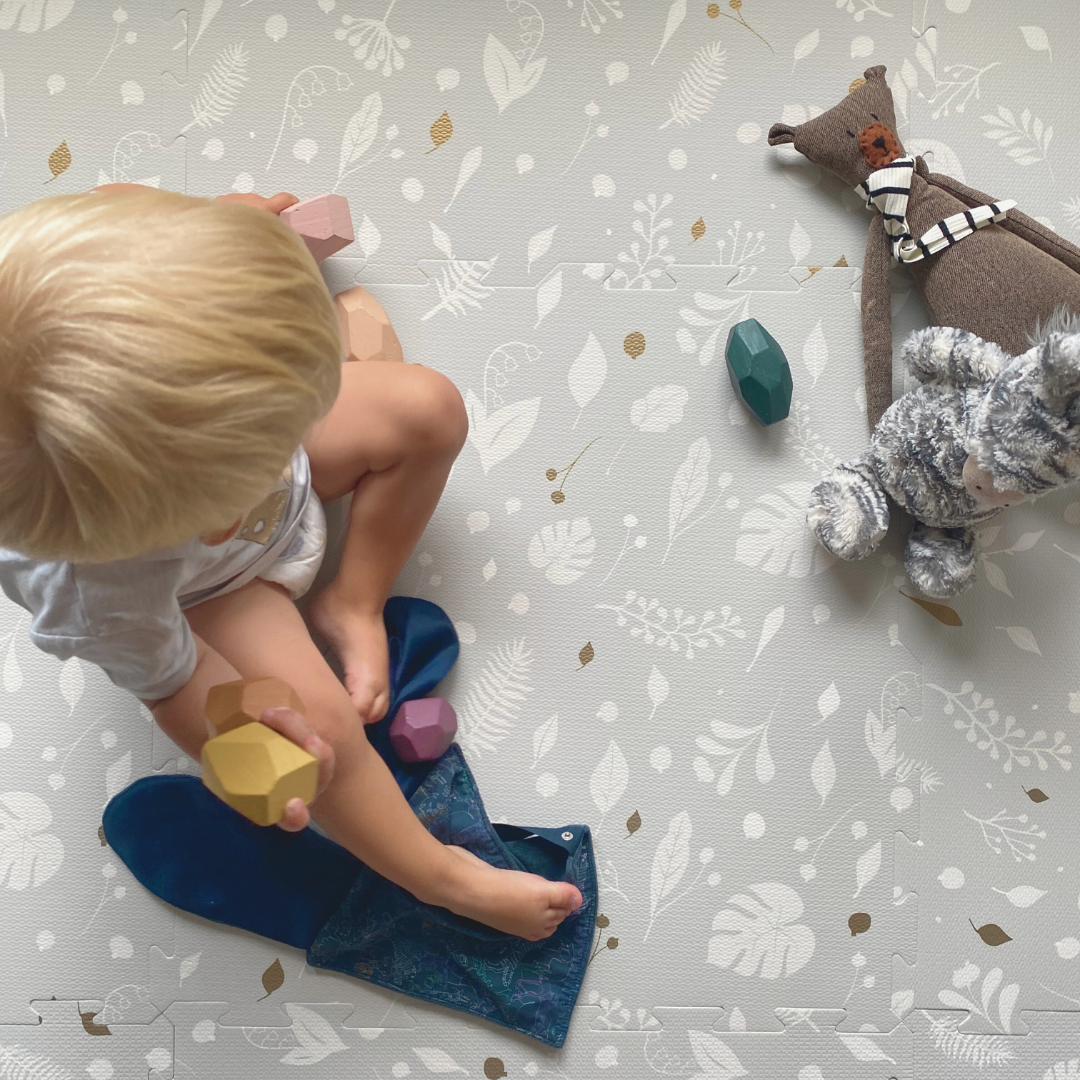 EVA Foam Baby Play Mat - Metallic Garden - Grey