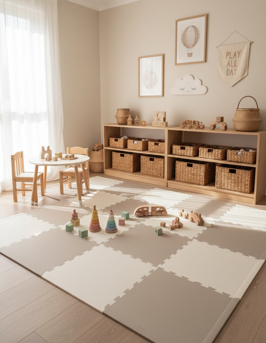 EVA Foam Baby play mat Sand & Ivory