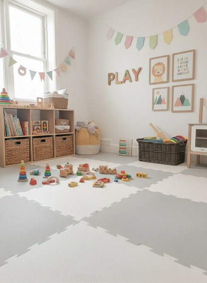 EVA Foam Baby play mat Grey & Ivory