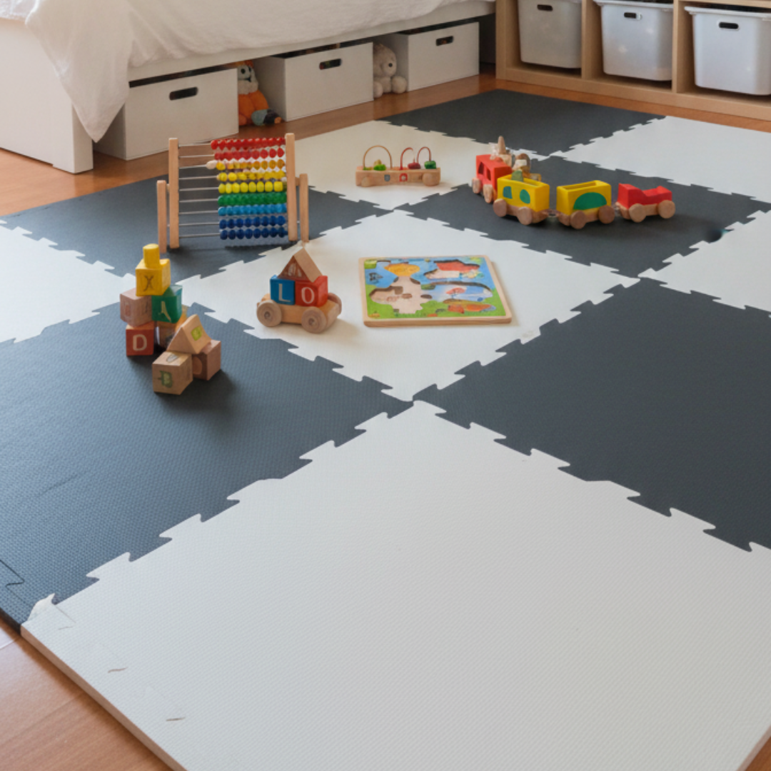 EVA Foam Baby play mat Charcoal & Ivory