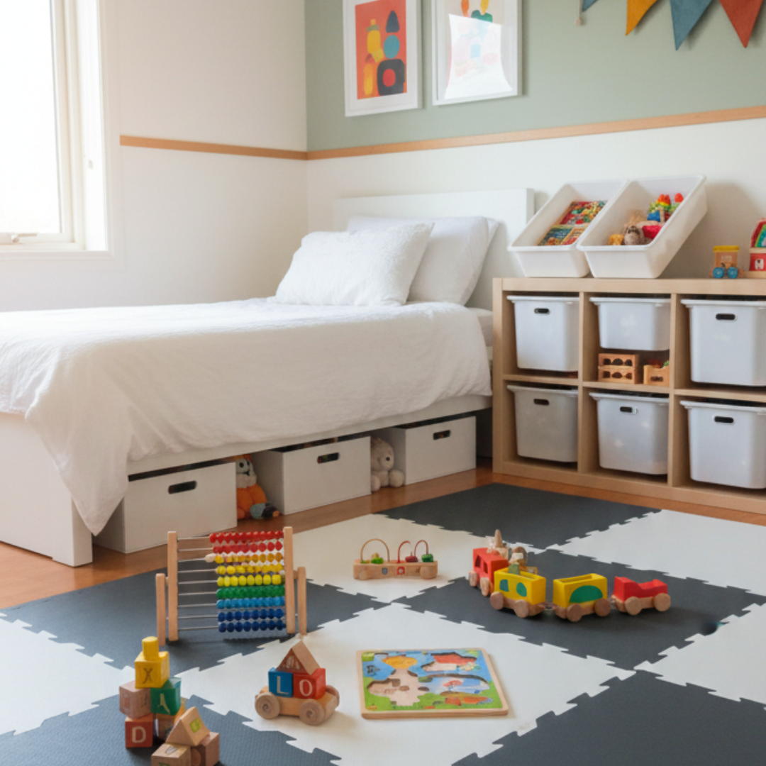 EVA Foam Baby play mat Charcoal & Ivory