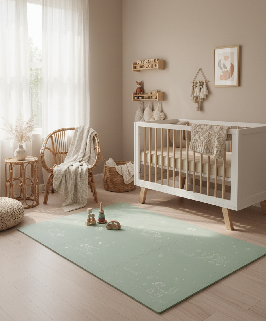 EVA Foam Baby Play Mat - Fairytale Forest - Mint Green