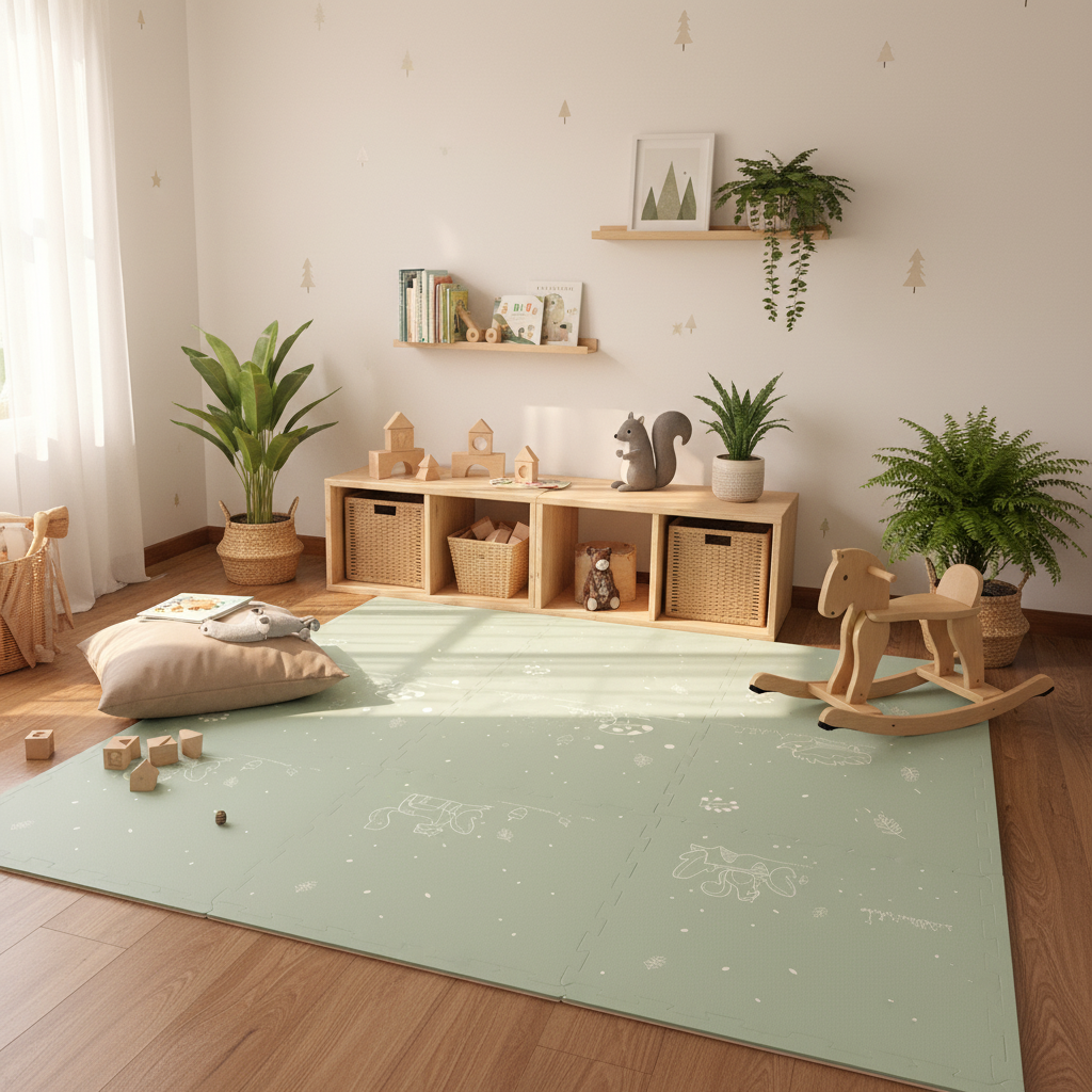 EVA Foam Baby Play Mat - Fairytale Forest - Mint Green