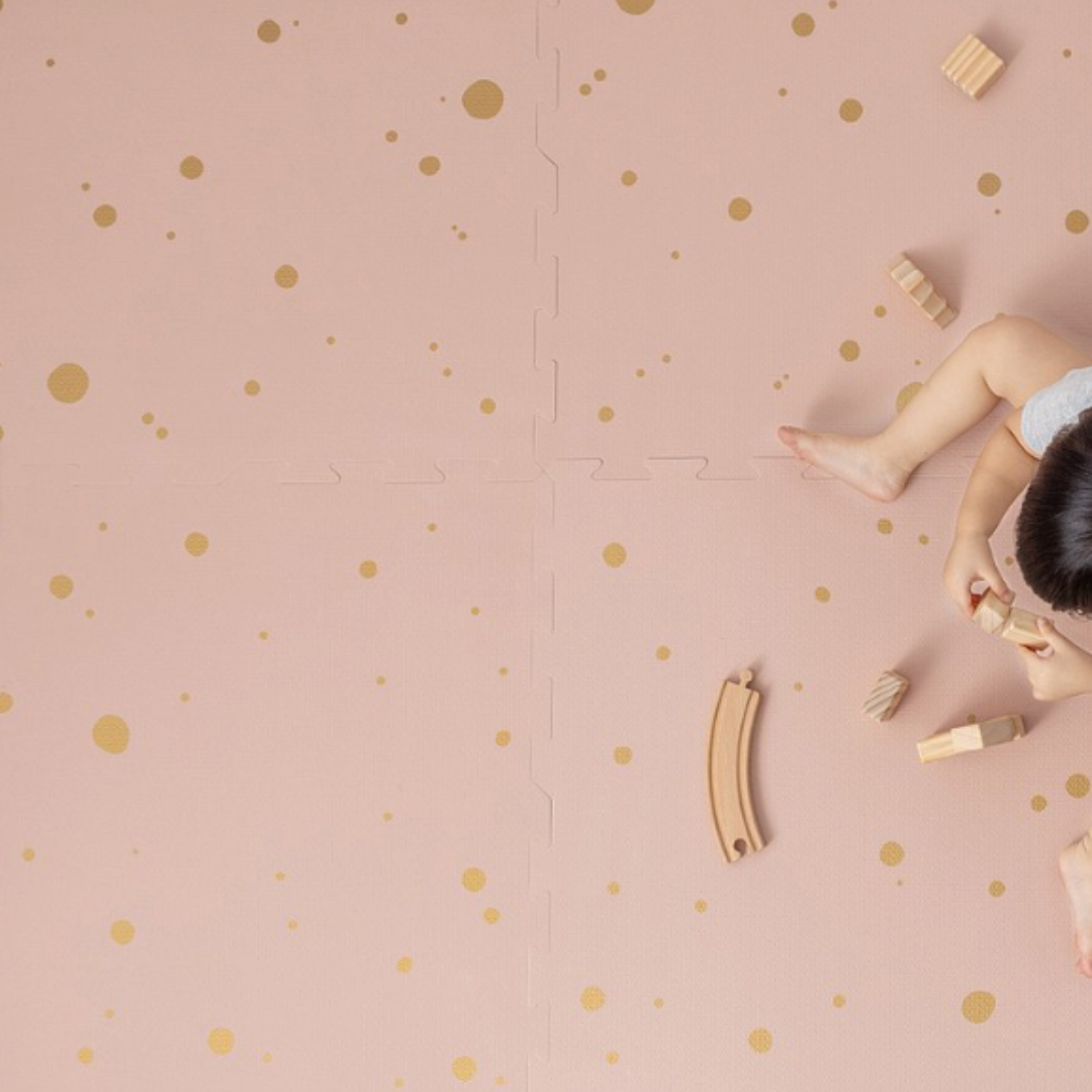 EVA Foam Baby Play Mat - Pink & Gold Confetti
